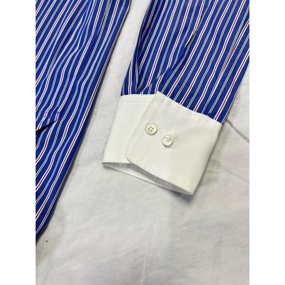 Theory Women’s Striped Button Up Shirt, Blue/Red Size Small, Workwear, Business - Picture 3 of 10